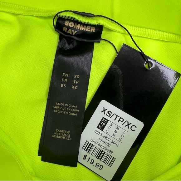 NEW Sommer Ray High Rise Piping Bikini Bottoms in Neon Yellow Size XS - Picture 3 of 9